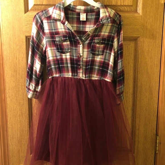 Adorable Girls size 10 Burgundy Plaid Tulle Dress - Picture 2 of 6